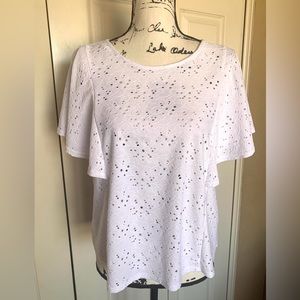 Nanette Lepore Stretchy Eyelet Top with Butterfly Sleeves